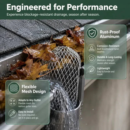 Glimmer Gutter Leaf Strainer | Rust-Resistant Aluminum, Adjustable Fit 2
