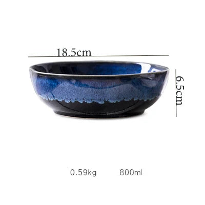 Kana Blaue Keramikschale — Robuste Porzellanschale mit Elegantem Japanischem Design