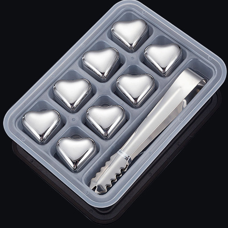 Hearthstone Ice Cubes Set | Stainless Steel, Reusable, Heart-Shaped 11