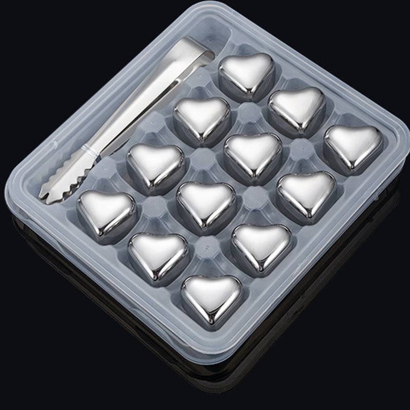 Hearthstone Ice Cubes Set | Stainless Steel, Reusable, Heart-Shaped 13