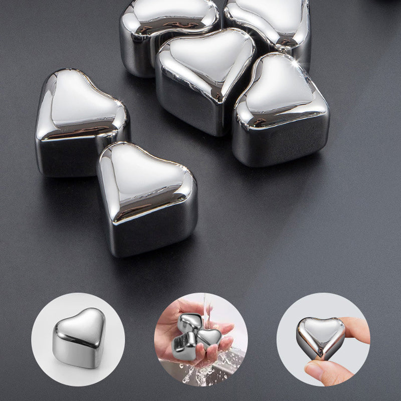 Hearthstone Ice Cubes Set | Stainless Steel, Reusable, Heart-Shaped 6