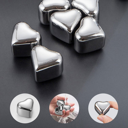 Hearthstone Ice Cubes Set | Stainless Steel, Reusable, Heart-Shaped 6