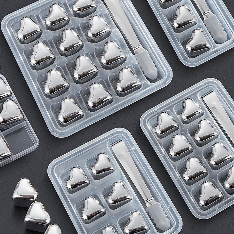 Hearthstone Ice Cubes Set | Stainless Steel, Reusable, Heart-Shaped 8