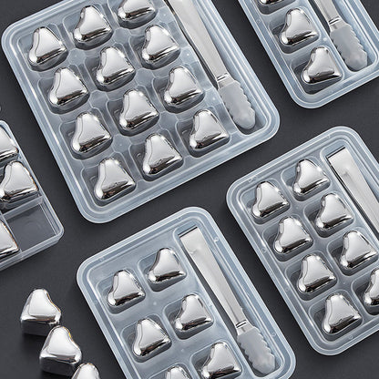 Hearthstone Ice Cubes Set | Stainless Steel, Reusable, Heart-Shaped 8