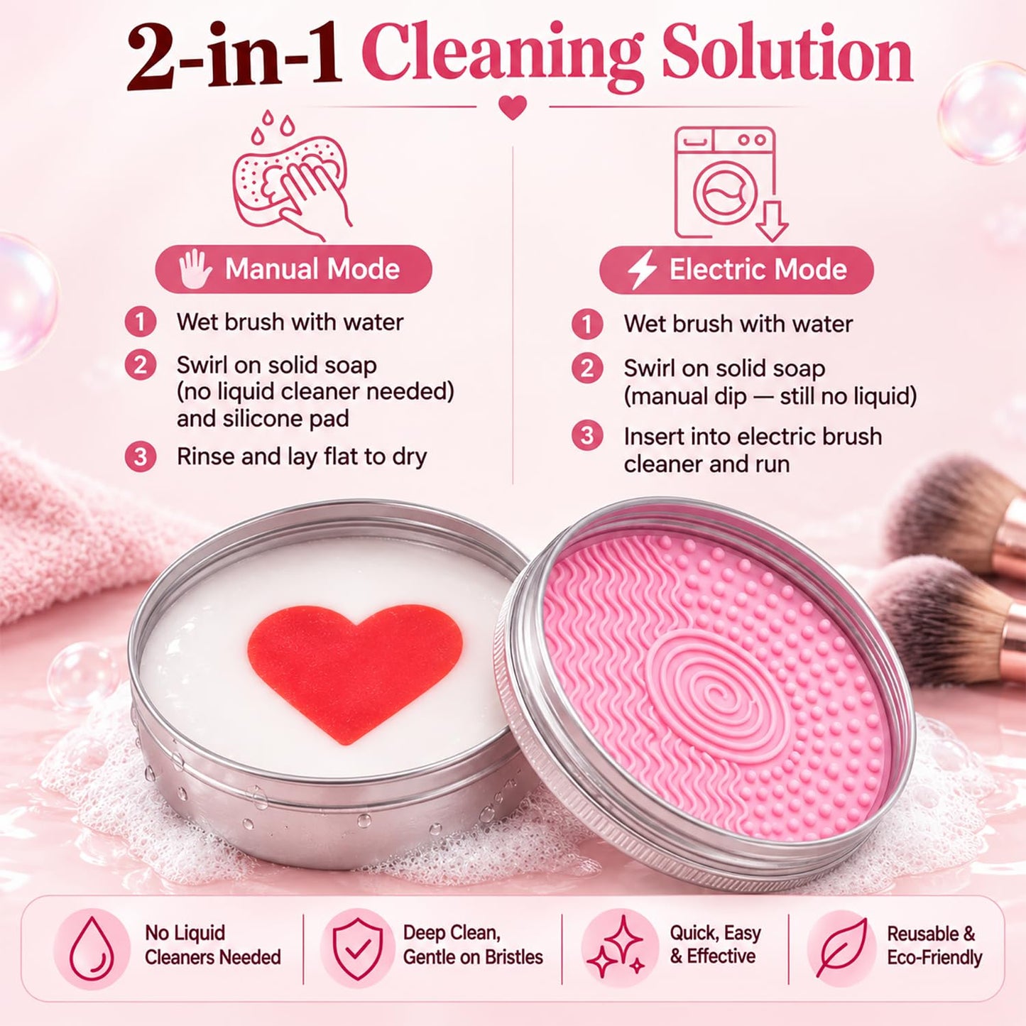 Hedra Makeup Brush Cleaner | Heart-Shaped Soap with Silicone Scrubber 3