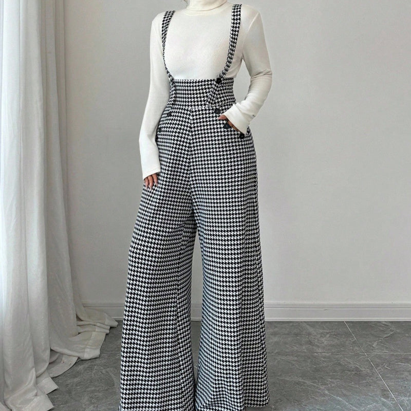 Holly Houndstooth Pants | High-Waist, Wide-Leg 0