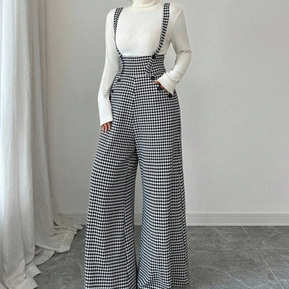 Holly Houndstooth Pants | High-Waist, Wide-Leg 0