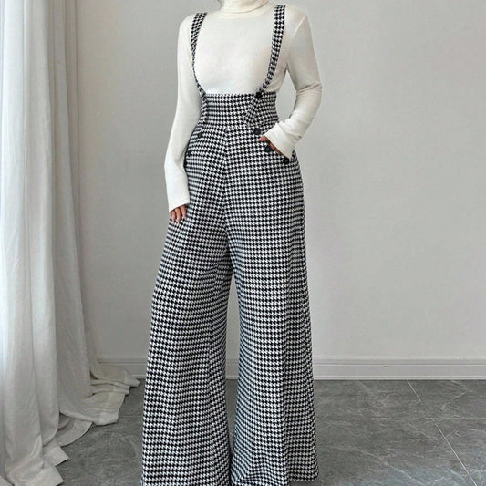 Holly Houndstooth Pants | High-Waist, Wide-Leg 0