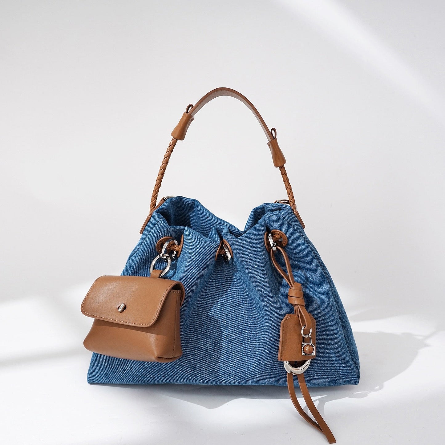 Kieranza — Women's Genuine Leather Denim Patchwork Hobo Bag