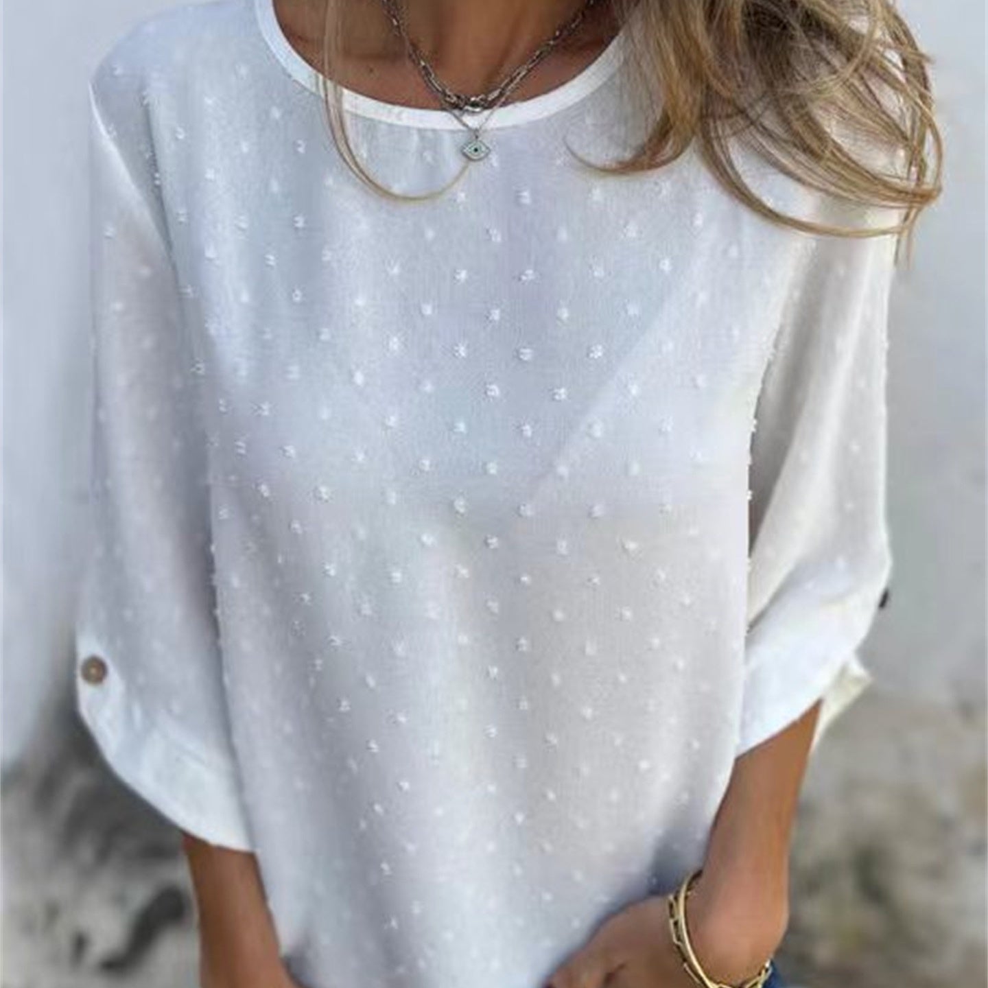 Jade Casual Top | Jacquard Design, Soft Fabric 1