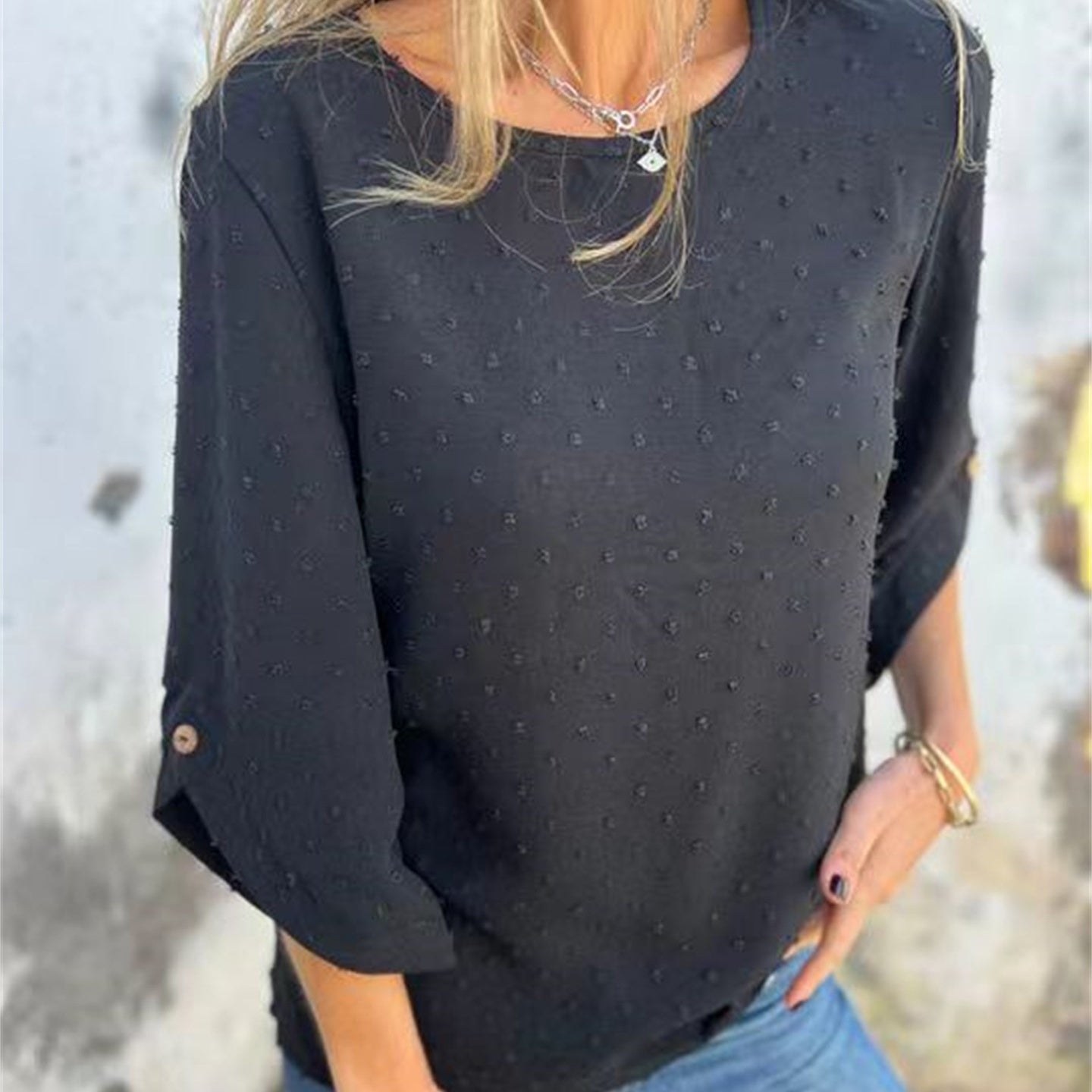 Jade Casual Top | Jacquard Design, Soft Fabric 2