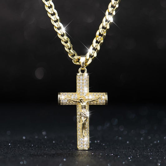 Jewel Cross Necklace | 14K Gold Plated, Spiritual Protection 0