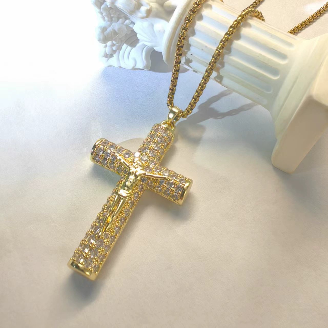 Jewel Cross Necklace | 14K Gold Plated, Spiritual Protection 8