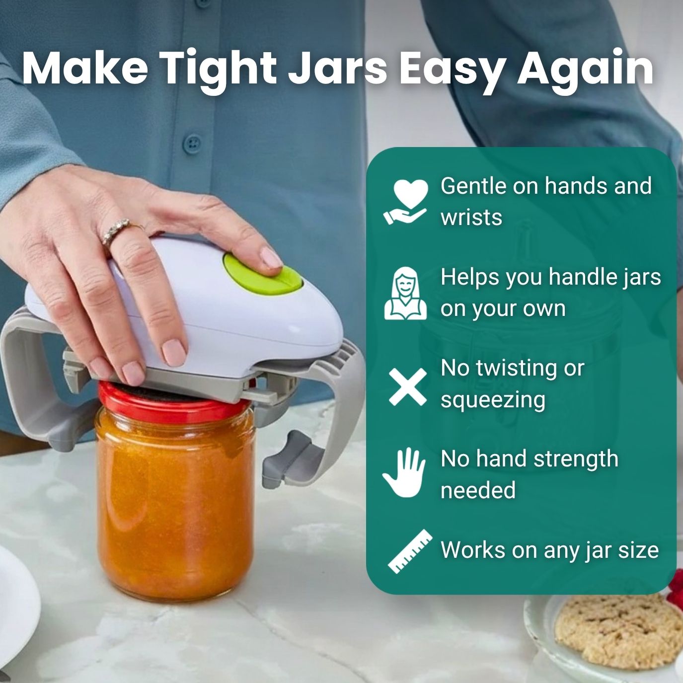 Jivo Electric Jar Opener | Automatic, One-Button Operation for Seniors and Arthritis 2