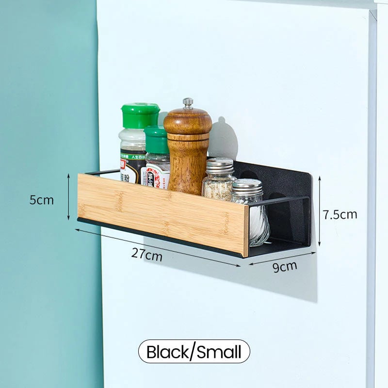 Kira Magnetic Shelf Organizer | Carbon Steel and Pear Wood