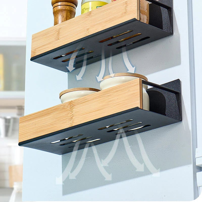 Kira Magnetic Shelf Organizer | Carbon Steel and Pear Wood 3