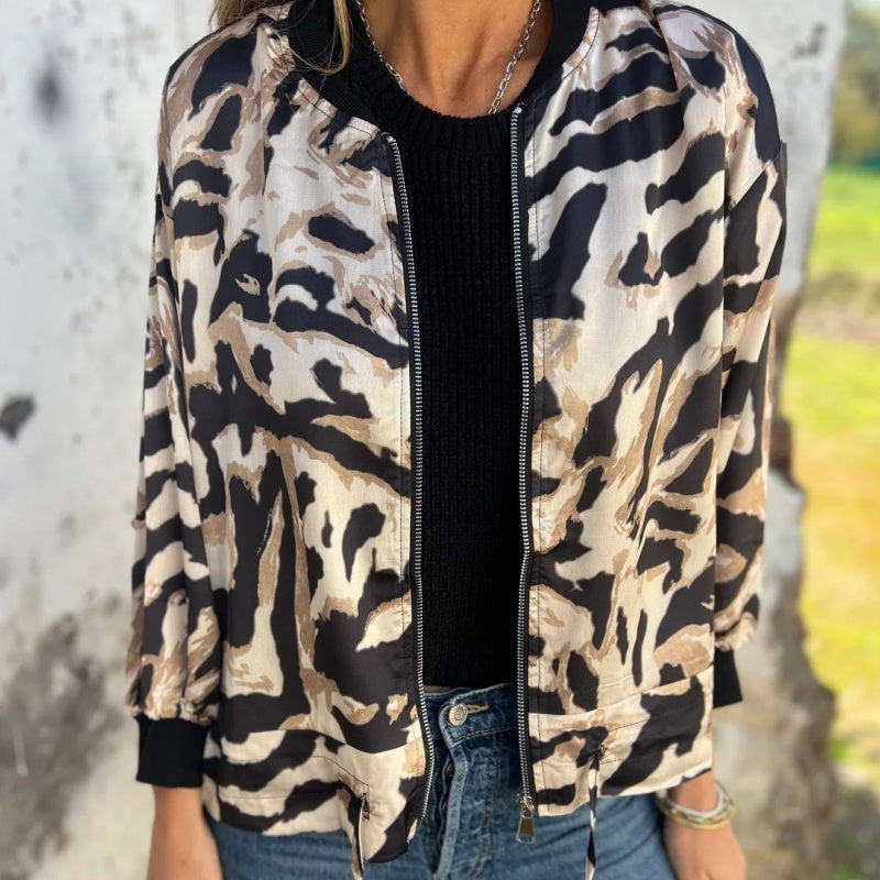 Lara Bomber Jacket Women | Bold Zebra Print, Lightweight Comfort 0