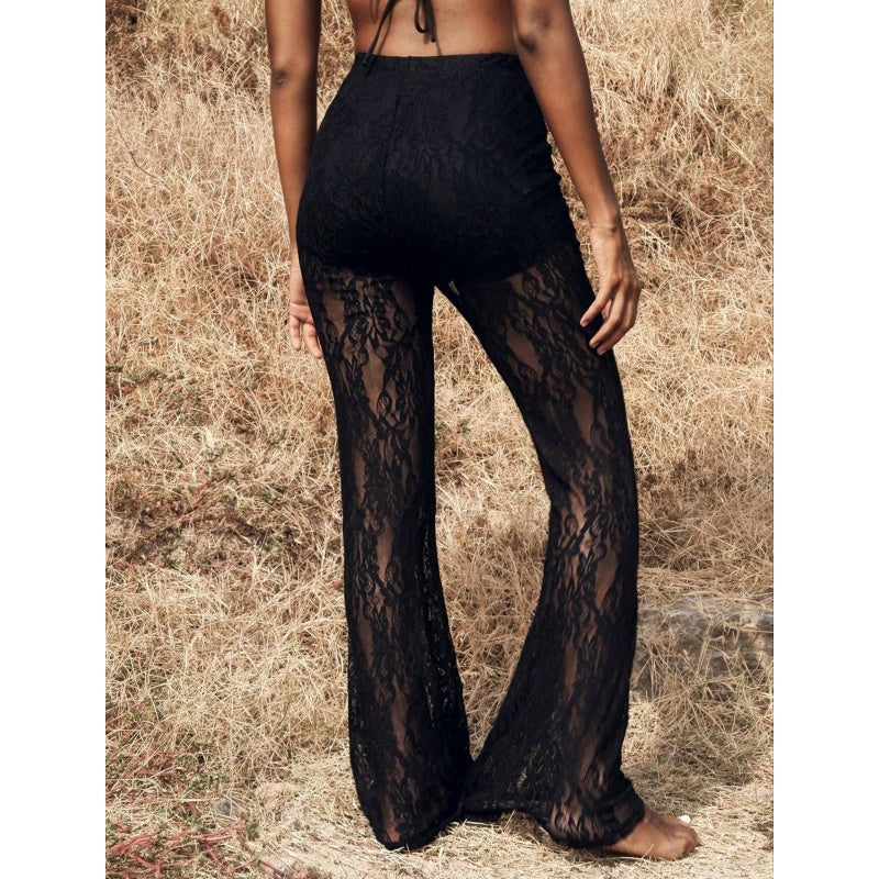 Lara Flare Pants | High-Waisted, Elegant Lace Overlay 1