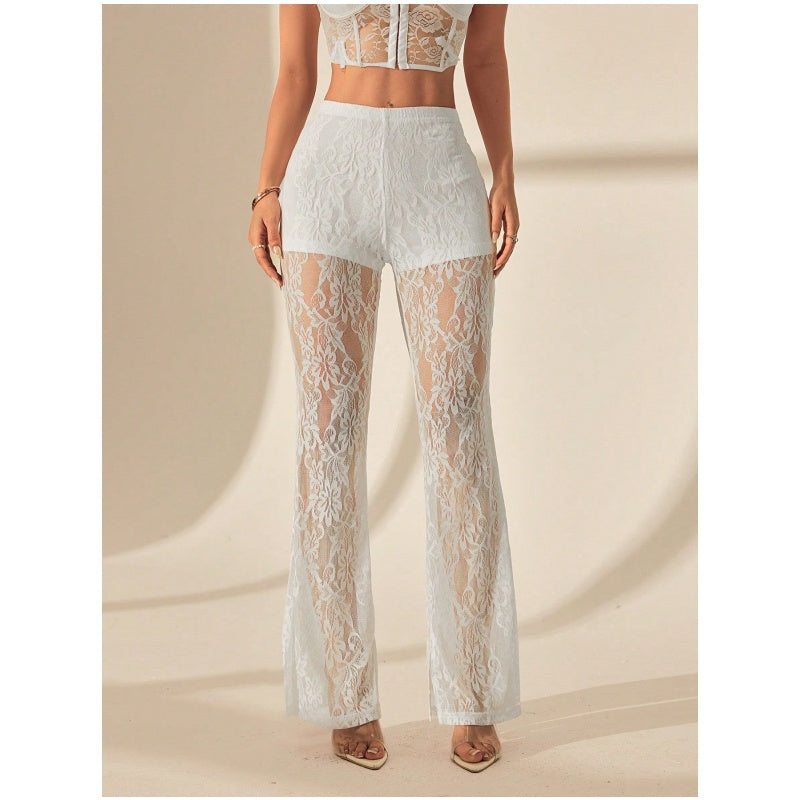 Lara Flare Pants | High-Waisted, Elegant Lace Overlay 5