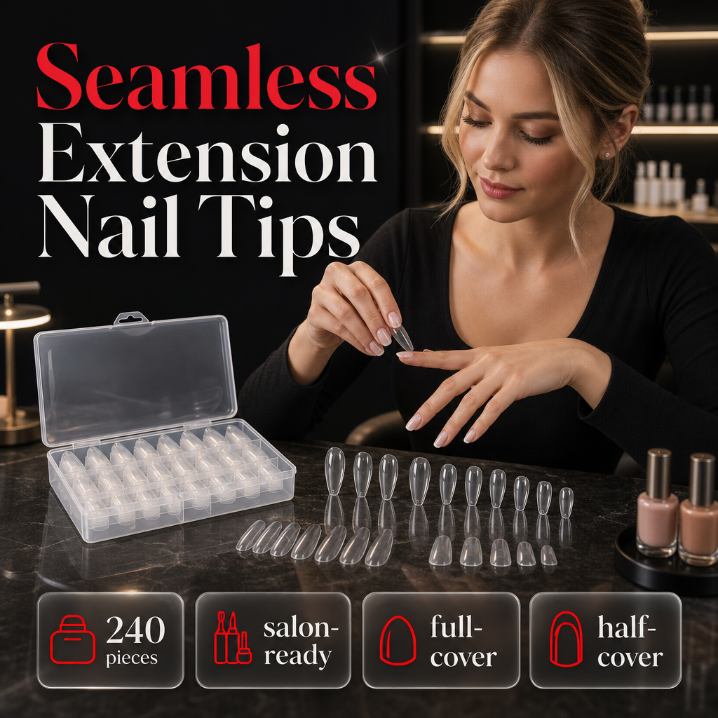 Liora Almond Nail Tips | Seamless, Flexible, Long Length, 240 Pieces 1