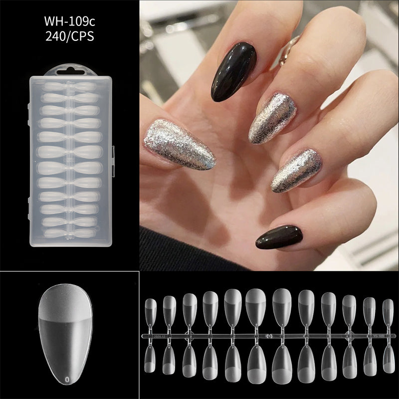 Liora Almond Nail Tips | Seamless, Flexible, Long Length, 240 Pieces 9