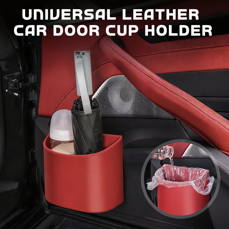 Liora Car Cup Holder | PU Leather, Wide-Mouth Opening, Phone Storage 2