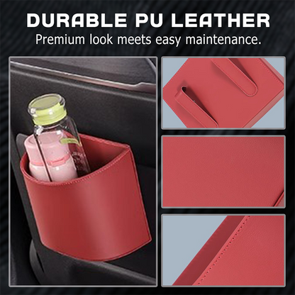 Liora Car Cup Holder | PU Leather, Wide-Mouth Opening, Phone Storage 3