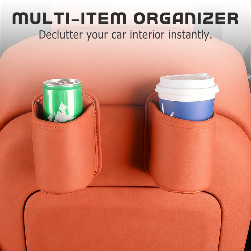 Liora Car Cup Holder | PU Leather, Wide-Mouth Opening, Phone Storage 8