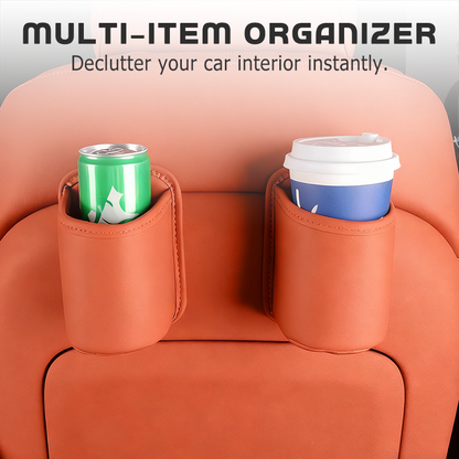 Liora Car Cup Holder | PU Leather, Wide-Mouth Opening, Phone Storage 8