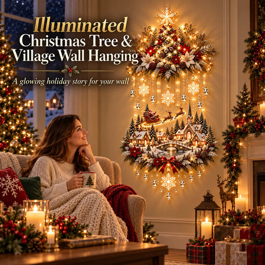 Liora Christmas Wall Art | Illuminated Wall Hanging Tree with Warm LED Lights 0
