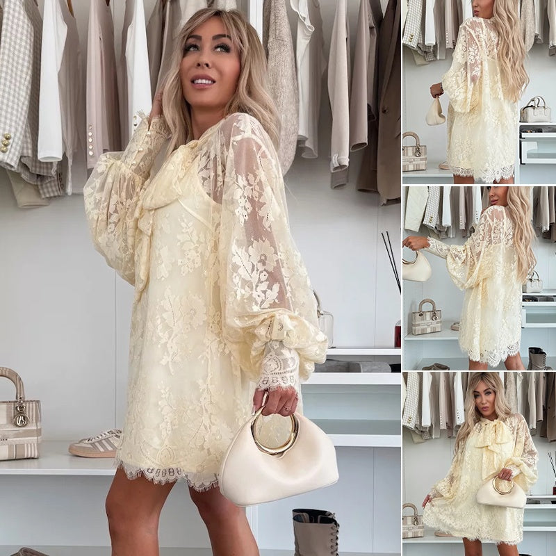 Liora Mini Dress | Lace Overlay, A-Line Summer Dress 1