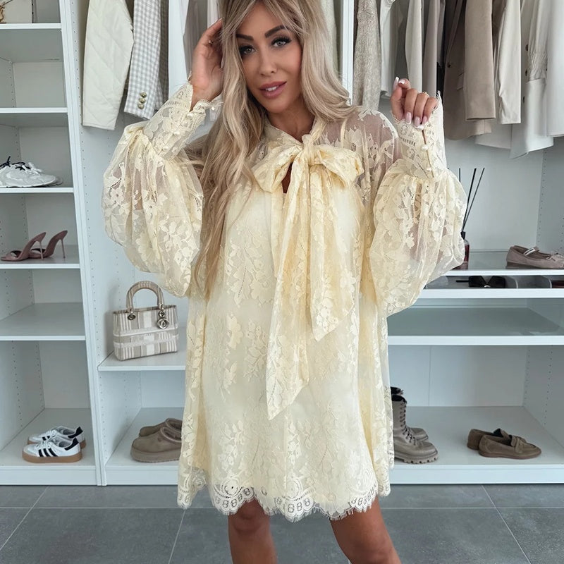 Liora Mini Dress | Lace Overlay, A-Line Summer Dress 5