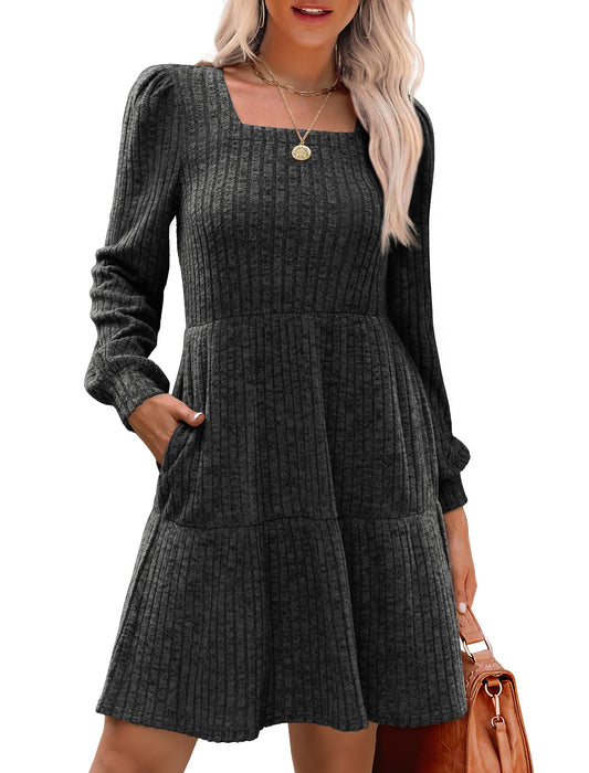 Livra Women's Dress | Square Neck, Lantern Sleeve, Above Knee Length 0