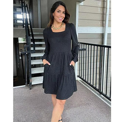 Livra Women's Dress | Square Neck, Lantern Sleeve, Above Knee Length 2
