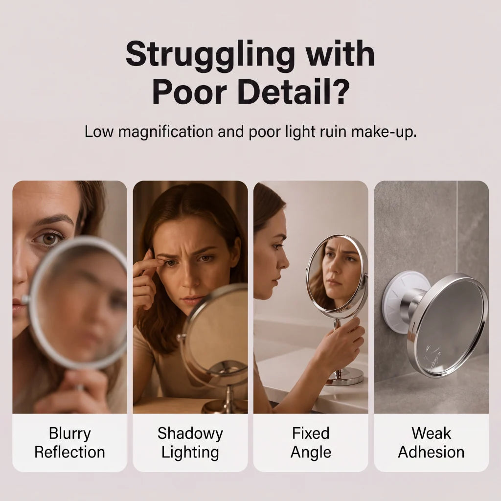 Luma Makeup Mirror | 10X Magnifying, LED Light, Suction Cup, 360° Adjustable 2