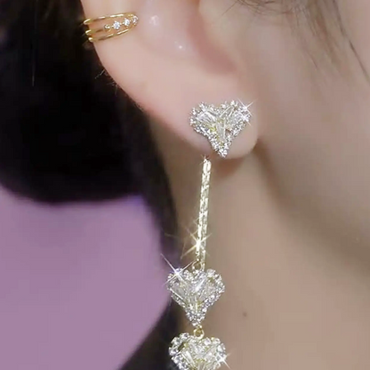 Luna Heart Drop Earrings | Gold, Cascading Crystal Design for Women 6