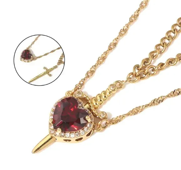 Luna Heart Necklace Set | Dagger Design, Stainless Steel 0
