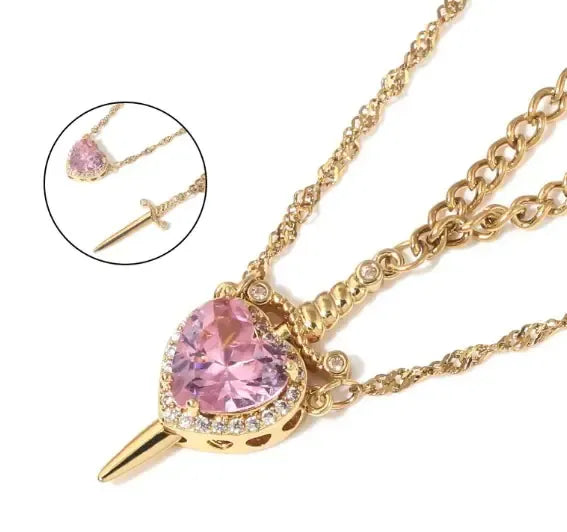 Luna Heart Necklace Set | Dagger Design, Stainless Steel 1