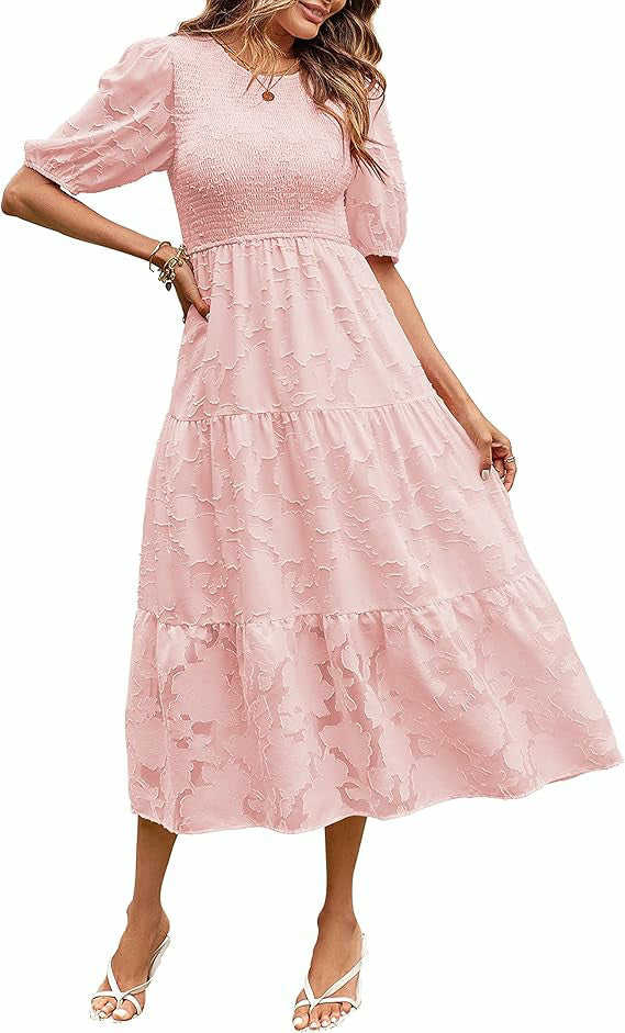 Luna Puff Sleeve Dress | Embossed Floral Jacquard 9