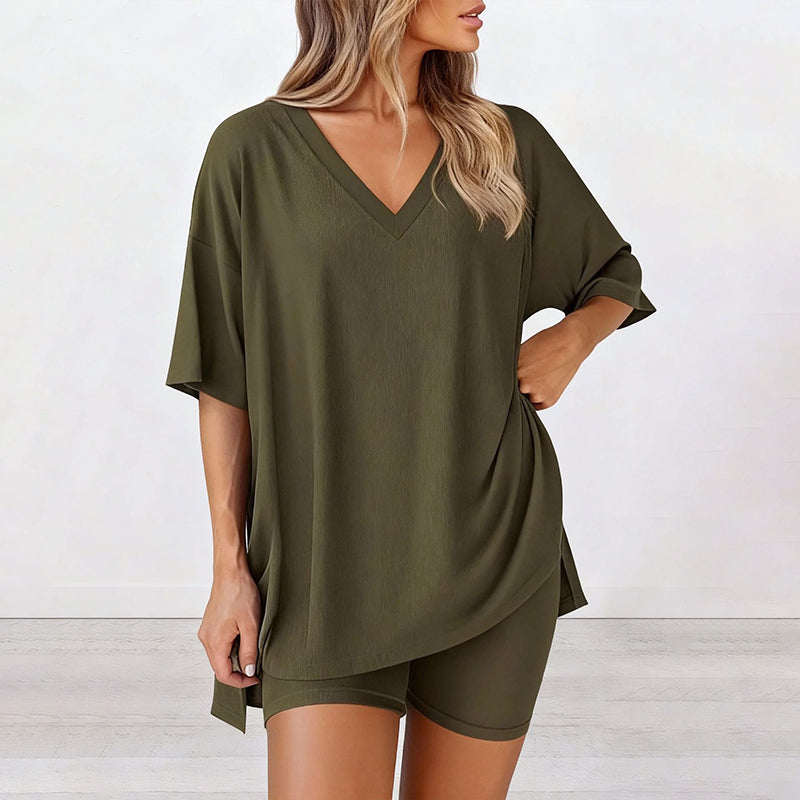 Luna Two Piece Set | Comfortable Pullover Tee and High-Waisted Shorts for Women 6