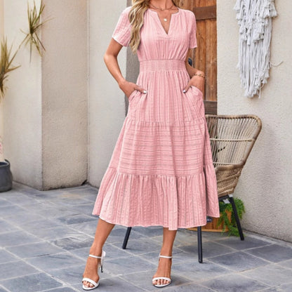 Luna V Neck Dress | Lightweight Boho A-Line Summer Dress with Pockets 1