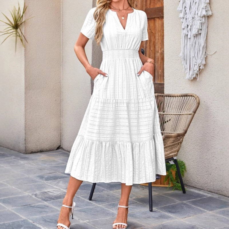 Luna V Neck Dress | Lightweight Boho A-Line Summer Dress with Pockets 10