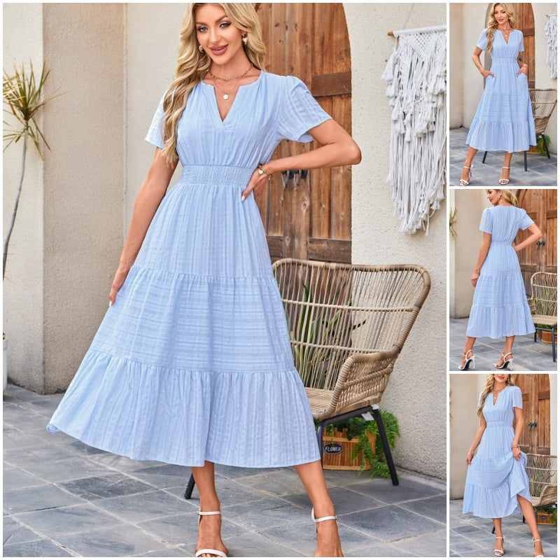 Luna V Neck Dress | Lightweight Boho A-Line Summer Dress with Pockets 5