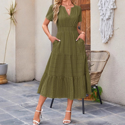 Luna V Neck Dress | Lightweight Boho A-Line Summer Dress with Pockets 9