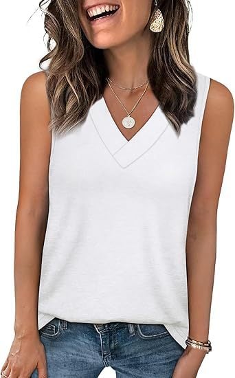 Luna White Tank Top for Women | Soft, Sleeveless V-Neck, Casual Fit 7