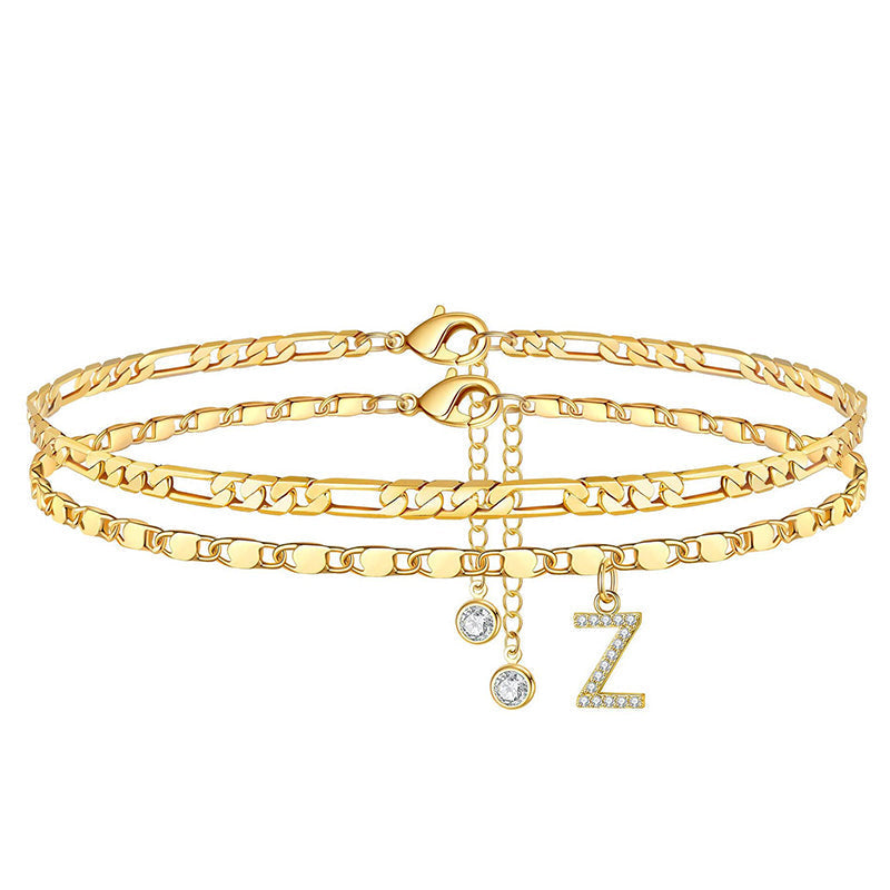 Luxe Layered Anklet | Gold Chain with Rhinestones, Adjustable Fit 11