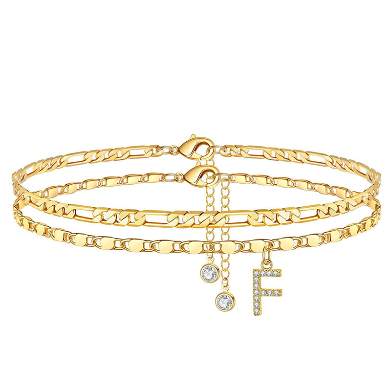 Luxe Layered Anklet | Gold Chain with Rhinestones, Adjustable Fit 12