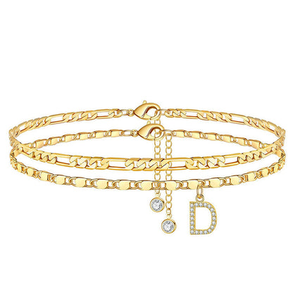 Luxe Layered Anklet | Gold Chain with Rhinestones, Adjustable Fit 19