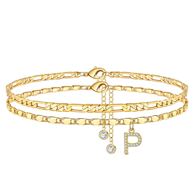 Luxe Layered Anklet | Gold Chain with Rhinestones, Adjustable Fit 23