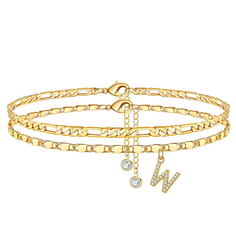 Luxe Layered Anklet | Gold Chain with Rhinestones, Adjustable Fit 29